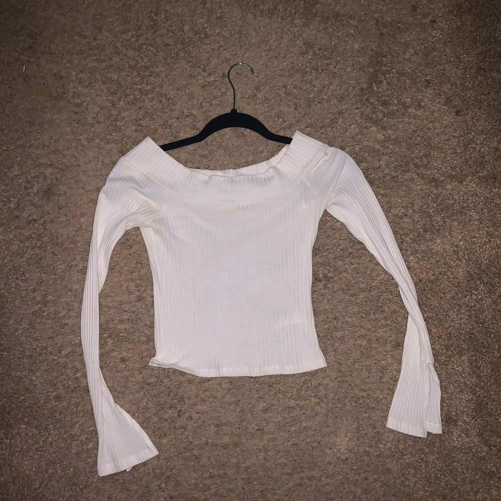 UO white off the shoulder LS